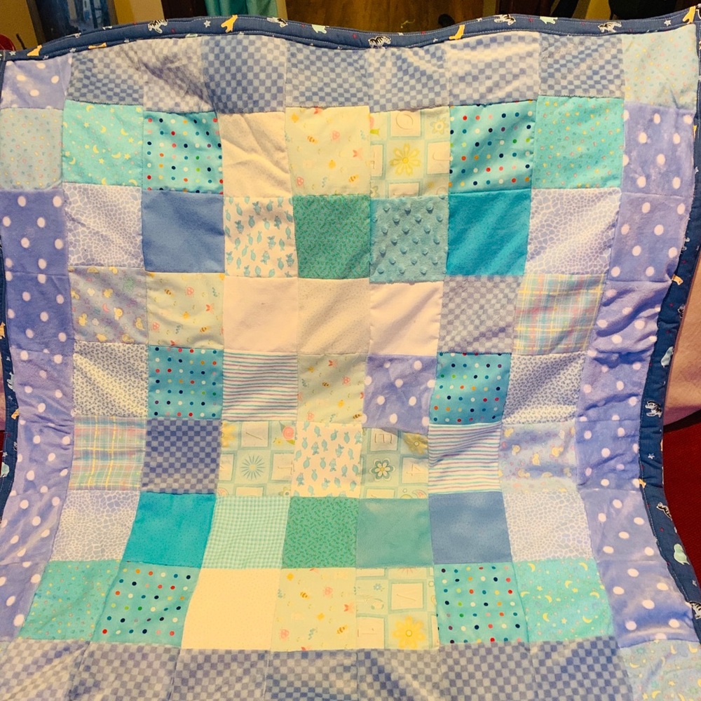 Homemade baby boy quilt